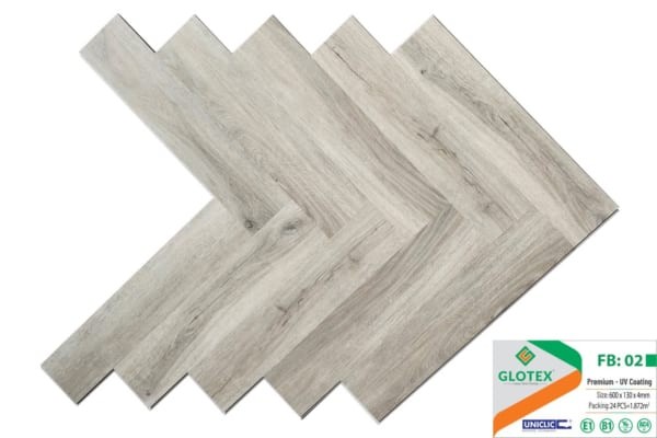 Sàn nhựa hèm khóa xương cá Glotex 4mm FB : 02