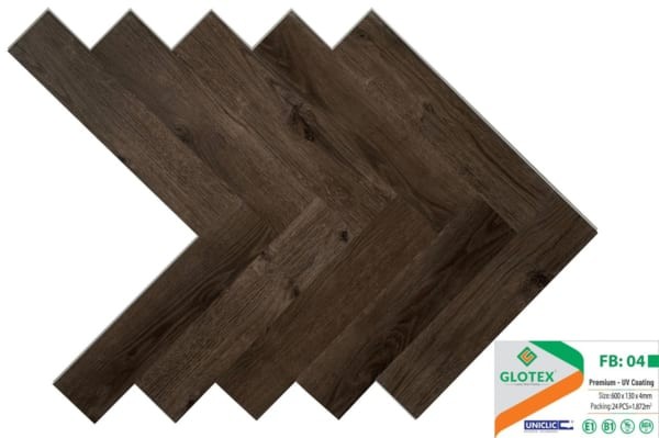 Sàn nhựa hèm khóa xương cá Glotex 4mm FB : 04